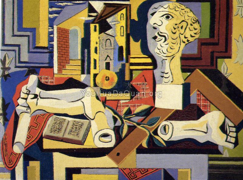 有石膏头像的画室 - 巴勃罗·毕加索